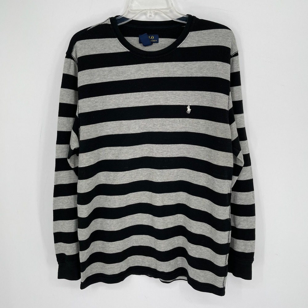 Polo Ralph Lauren Men's Black Striped Waffle Knit Sleep Pajama PJ Top Size XL